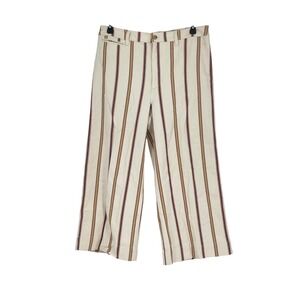 Madewell Emmett Striped Wide Leg Jeans - Cream with pink, navy, and brown stripe